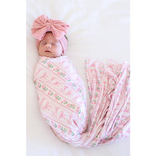 Personalized Swaddle Blanket in Coquette Garden | Caden Lane