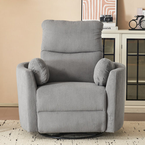 Latitude Run® 40″ Wide Power Swivel Recliner with USB Charging – Corduroy Glider Barrel Chair & Reviews | Wayfair