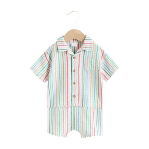 Multi Stripe Linen Blend Romper