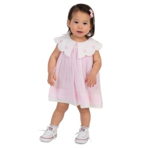 Baby Girls' Scallop Flower Embroidered Sleeveless Dress and Panty, 2-Piece Set