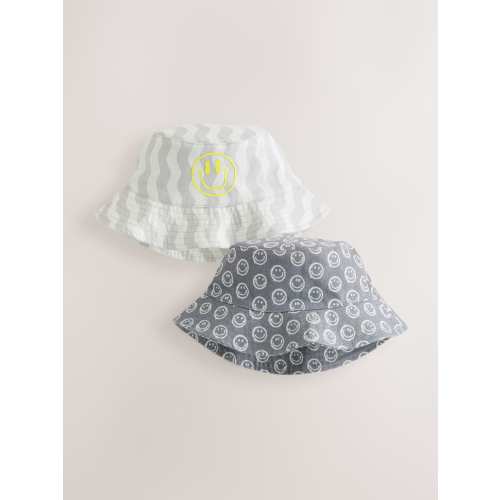 Grey Face/Wavey Stripe Bucket Hats 2 Pack (3mths-13yrs)