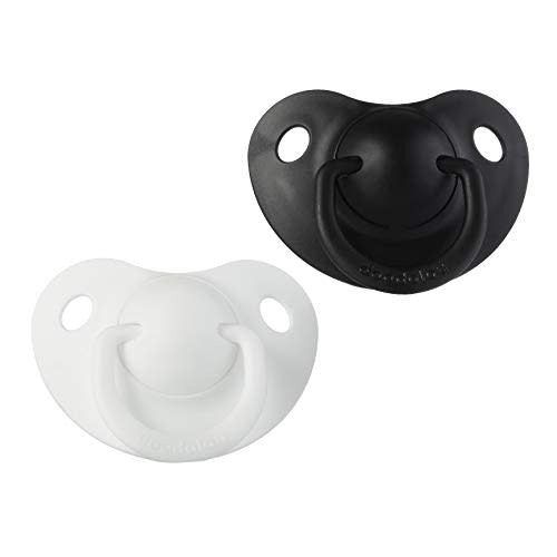 Doodalou Silicone Baby Pacifier - Set of 2 | Safe, Hygienic, and Soothing Teething Relief for Babies | Newborn Pacifier | 100% Medical Grade Silicone, Dishwasher Safe - Black and White, Small