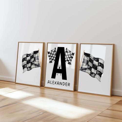 Racing Car Nursery Prints, Modern Boys Room Wall Art, Customizable Race Car Poster, Playroom Decor, Digital Download