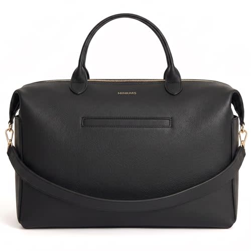 MINKARS Modern Diaper Bag (Black) - Convertible Tote to Backpack - Microfiber Vegan Leather Hospital Bag for Parents