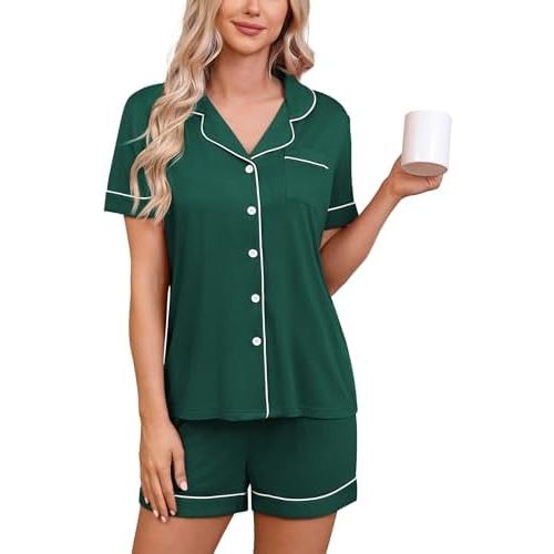 HNG Pajama Sets for Women 2 Piece PJ Sets Short Sleeve Lounge Set Fashion Sleepwear XS-3XL