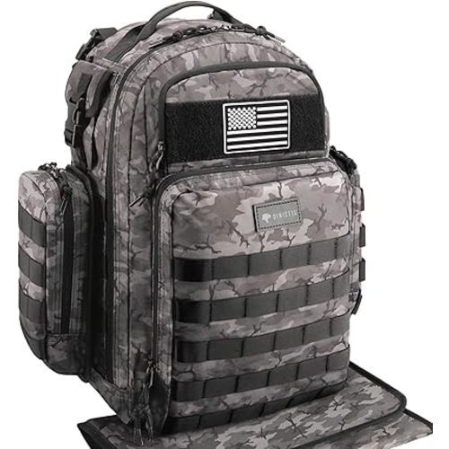 Dinictis Dad Diaper Bag, Mens Diaper Bag Backpack with Diaper Changing Mat, Military Diaper Backpack with Molle Webbing, Waterproof Pouch, Baby Wipes pocket, Insulated Bottle Pockets- Black Camo