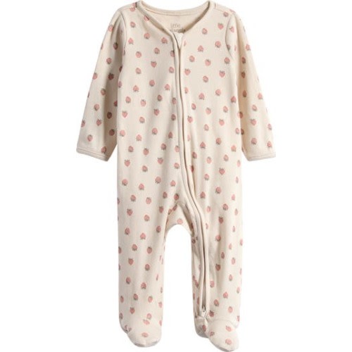 Print Stretch Organic Cotton Zip Footie, 3M