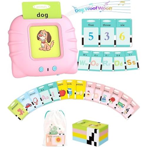 Talking Flash Cards for Toddlers 1-5 Years Old, Upgraded 536 Sight Words with 6 Songs Montessori Autism Sensory Toys, Educational Learning Speech Therapy Birthday Gifts for Boys Girls (Pink)