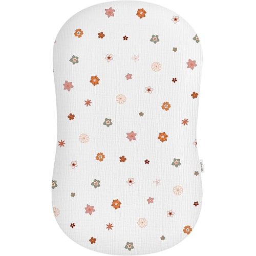 Muslin Baby Lounger Cover, Soft Breathable Newborn Lounger Pillow Cover for Boys Girls Infant (Flower-B)