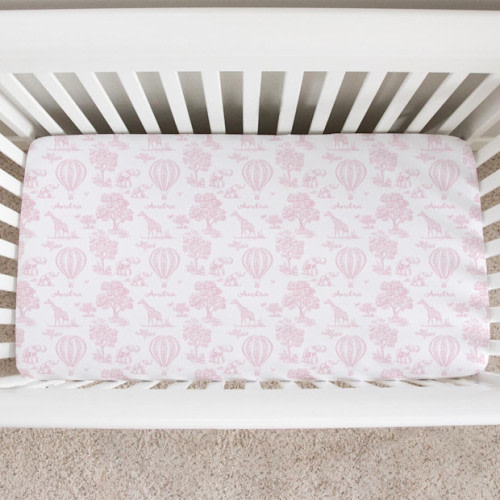 Personalized Toile Fitted Crib Sheet