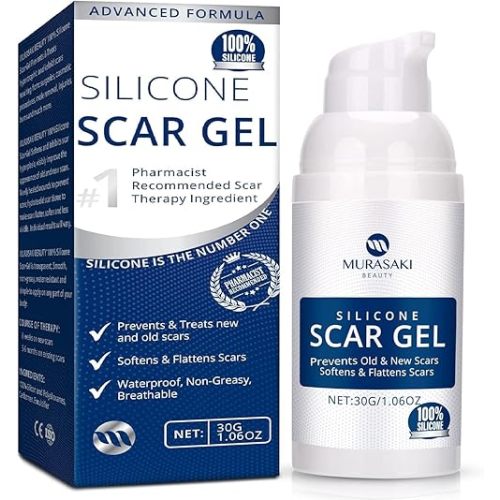 100% Silicone Scar Gel Scar Cream - Advanced Scar Gel for Surgical Scars, C-Section, Stretch Marks, Acne, Injury, Burns, Keloids, Old and New Scars 1.06oz(30g) (Maximum Strength 100% Silicone)