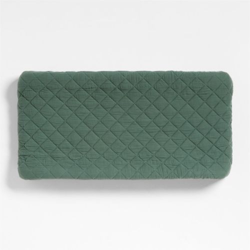 Supersoft Pine Green Organic Cotton Gauze Baby Changing Pad Cover