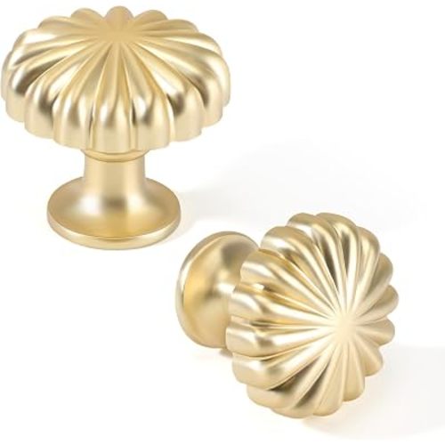 12 Pack Vintage Brushed Gold Cabinet Knobs - Elegant Zinc Alloy Hardware Pulls for Kitchen, Dresser & Wardrobe - Upgrade for Your Home Decor