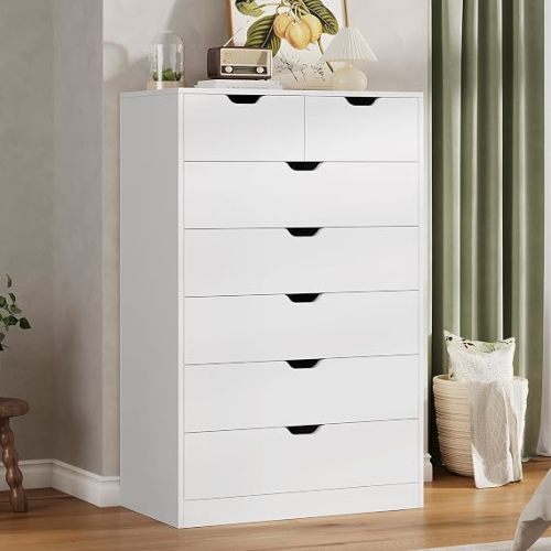 HAUOMS Tall 8 Drawer White Dresser, Modern Chest of Drawers for Bedroom,Closet Dressers with Drawers for Living Room, Entryway, Hallway