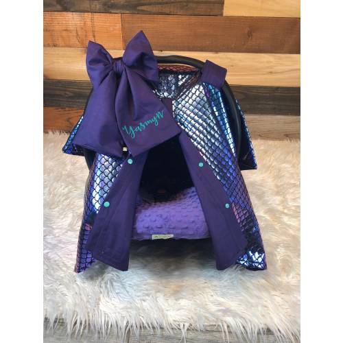 Holographic Mermaid Scale Car Seat Canopy: Baby Girl Cover
