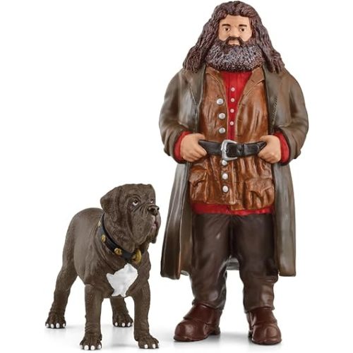 Schleich Harry Potter - Hagrid and Fang The Dog Figurines - 2 PC Harry Potter Set - Wizarding World Collectible Figures for Kids and Adults - Toys for Ages 6+ | 42638