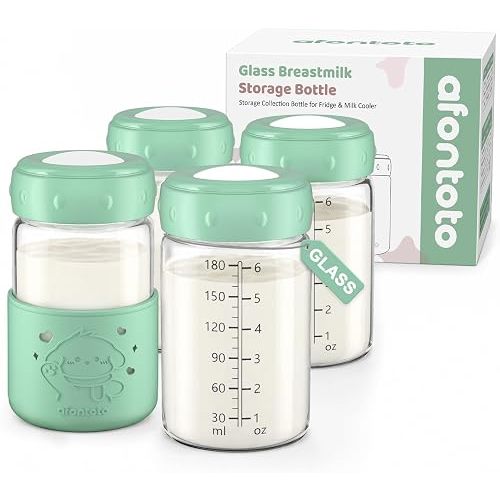 Glass Breastmilk Storage Bottles, Replacement Spectra Pump Bottles, BPA Free Wide Neck Borosilicate Glass Breast Milk Collection Baby Bottle with Silicone Sleeve, Breastfeeding Essentials, 6oz, 4 PCS