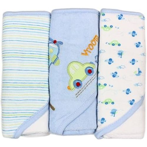 Spasilk Soft Terry Hooded Towel Set, Blue Plane, 3-Count