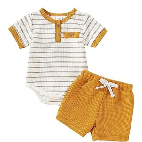 Newborn Baby Boy Summer Clothes Infant Boy Short Sleeve Romper Shorts Set Outfits