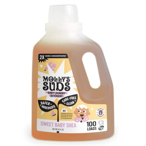 Molly's Suds Baby Liquid Laundry Detergent | Removes Formula, Poop & Spit-Up Stains | Extra Gentle for Infants, Babies, Toddlers (Sweet Baby Shea, 100 Loads)
