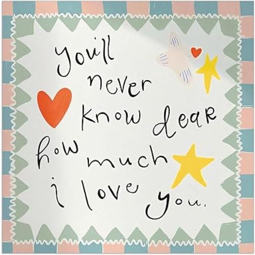 Quendarlix You'll Never Know Dear How Much I Love You Wall Art Print – Inspirational Nursery Decor, Modern Abstract Canvas Poster for Bedroom, Living Room, Family, Baby Room 12x12 Unframed