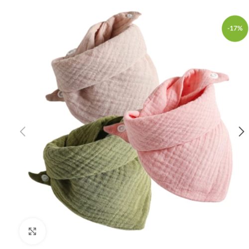 3-Pack Baby Muslin Cotton Bibs – Soft Solid Color Bandana Bibs for Boys and Girls, Feeding and Drool Protection - Natural Utensils