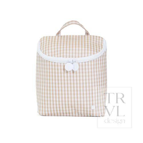 Take Away Bottle Bag - Gingham Khaki 2