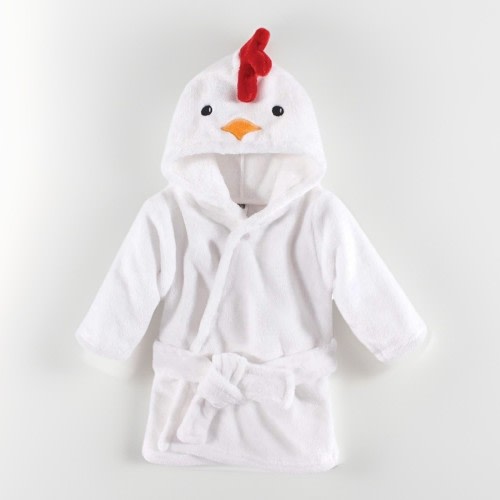Hudson Baby Infant Plush Hooded Bathrobe White Chicken 0-9 Months