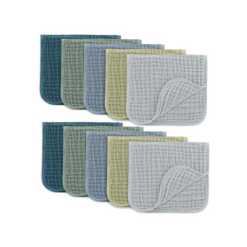 Comfy Cubs Large Muslin Burp Cloths - Multicolor, Pack of 10