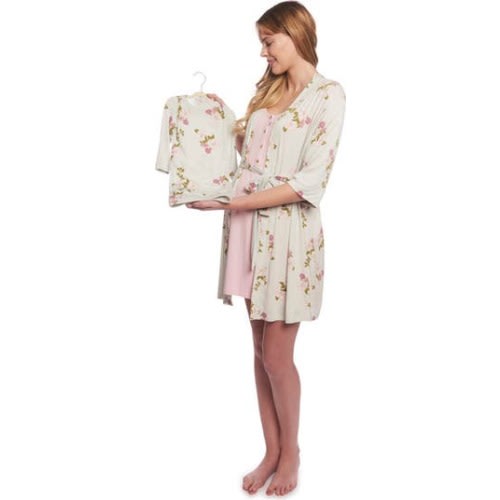 Carolyn During & After 4-Piece Maternity/Nursing Sleep Set for Mom & Baby, Small
