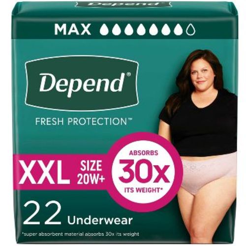 Depend Fresh Protection Adult Incontinence & Postpartum Underwear for Women - Maximum Absorbency - XXL - Blush - 22ct