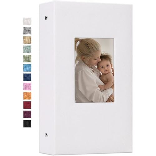 Vienrose Linen Photo Album 300 Pockets for 4x6 Photos Fabric Cover Photo Books Slip-in Picture Albums Wedding Baby White
