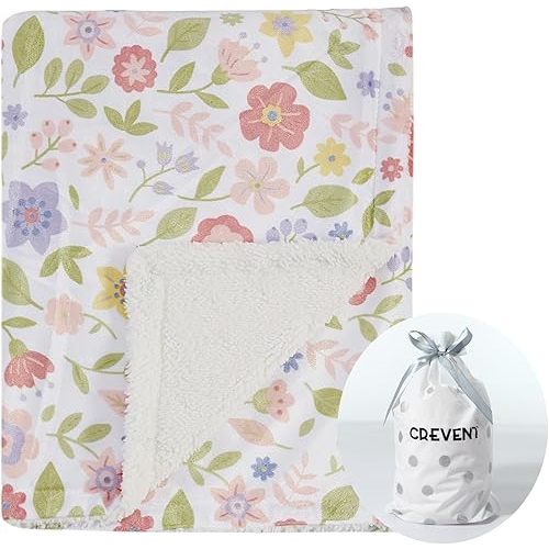 CREVENT 30''X40'' Cute Cozy Fluffy Warm Baby Blanket for Girls Boys Infants Toddlers' Bedding/Crib/Cot/Stroller, Baby Shower Birthday Newborn's Gift - Wildflower