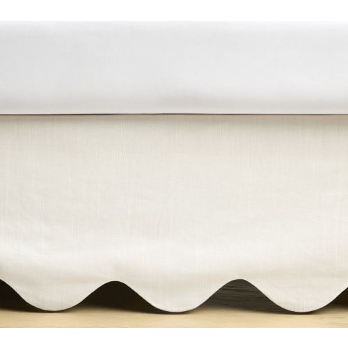 Scalloped European Linen Crib Skirt - White