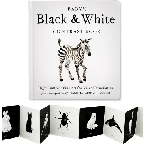 Baby's Black and White Contrast Book: High-Contrast Art for Visual Stimulation at Tummy Time (Tabitha Paige Children's Book Series)