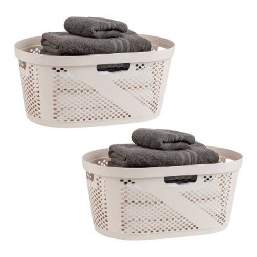 Mind Reader 2pk 40L Laundry Basket Ivory