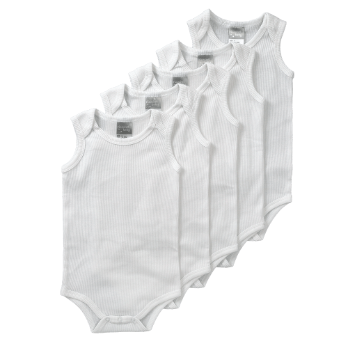 Ricochet Baby Rib Bodysuit 5 Pk White