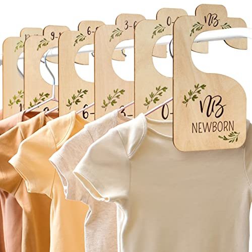 Beautiful Wooden Baby Closet Dividers for Clothes - Double-Sided Organizer from Newborn to 24 Months - Adorable Nursery Decor Hanger Dividers Easily Organize Your Little Baby Girls or Boys Room
