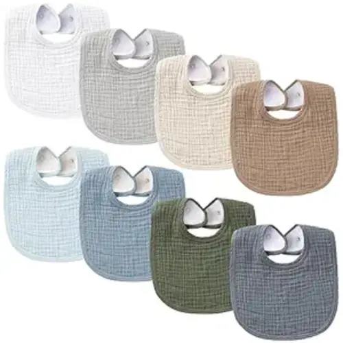 Konssy Muslin Baby Bibs 8 Pack Baby Bandana Drool Bibs Cotton for Unisex Boys and Girls, Soft Absorbent Set for Teething and Drooling