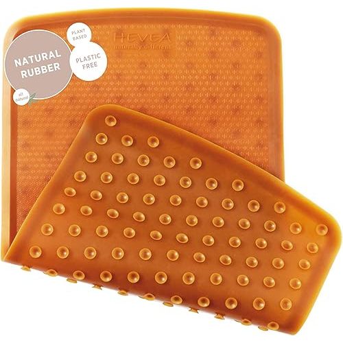 HEVEA Baby & Toddler Bath Mat - 100% Natural Rubber Non Slip Bathtub Mat for Baby - Upcycled, Danish Design - Safe & Sustainable Bathroom Essential (Natural)