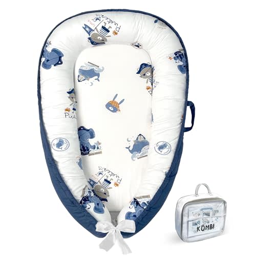 Baby Lounger for Newborn 0–24 Months, Baby Pillow & Baby Nest Lounger, Organic Cotton Breathable Infant Pillow, Portable Baby Nest for Home & Travel (Blue)