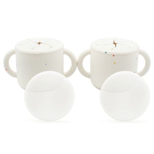 WeeSprout Snack Containers, Food Grade Silicone Cups, Spill-Proof Tops for Toddlers & Babies, Set of 2 Snack Catchers