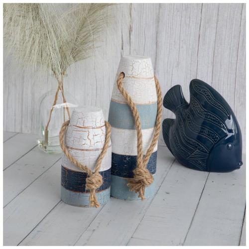 Blue & White Wood Buoy