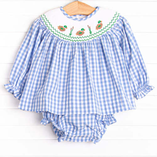 Pond Paddlers Smocked Diaper Set, Blue – Stitchy Fish