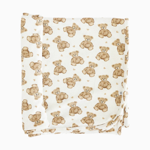 Caden Lane Bamboo Waffle Oversized Swaddle Blanket - Beary Sweet, Newborn