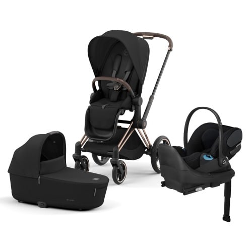 Cybex Priam 4 + Carry Cot + Cloud T Newborn Travel System Bundle - Rose Gold / Sepia Black / Sepia Black