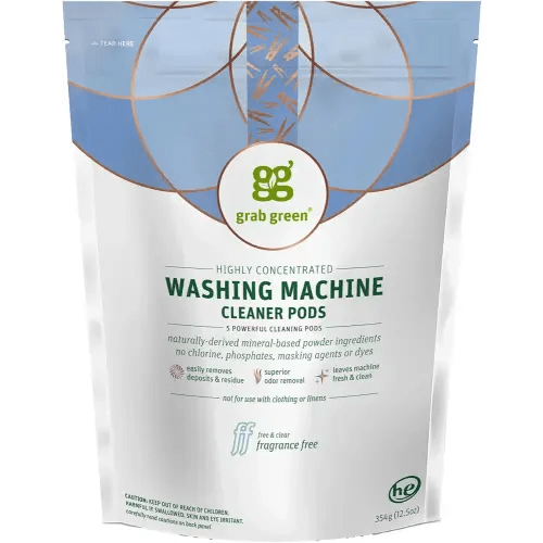 Grab Green Washing Machine and Dishwasher Cleaner Pods - Fragrance Free, 5 Cleaning Pods