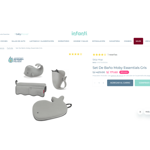 Set De Baño Moby Essentials Gris