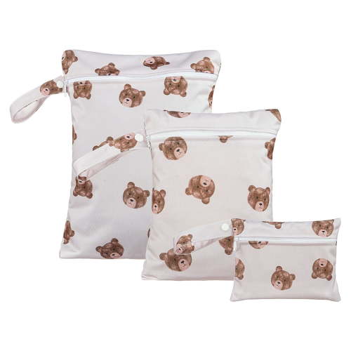 3pcs Cloth Diaper Wet Dry Bags Waterproof Reusable with Two Zippered Pockets Travel Beach Pool Daycare Soiled Baby Items Yoga Gym Bag for Swimsuits or Wet Clothes