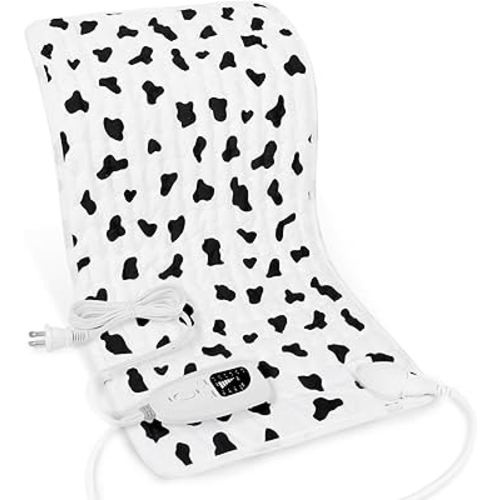 Deepsoon Heating Pad,Electric Heating Pads for Back,Neck,Abdomen,Moist Heating Pad for Shoulder,Knee,Arms,Legs,Dry/Moist Heat & Auto Shut Off,Christmas Gifts for Men and Women,White Black,24x12 Inch
